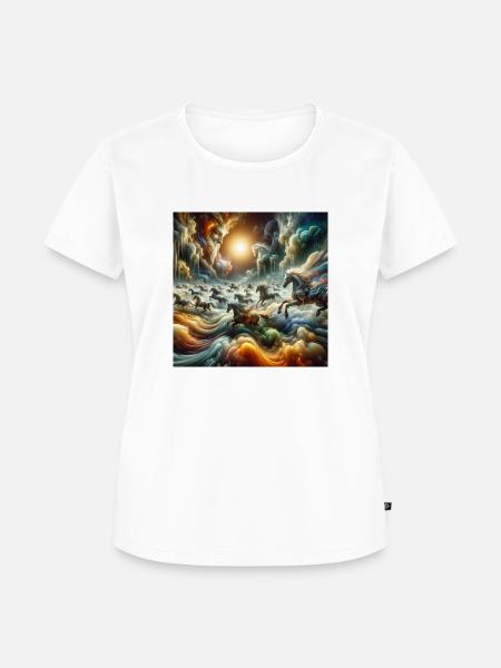 Surreale Pfederszene - Frauen Premium Bio T-Shirt - Weiß
