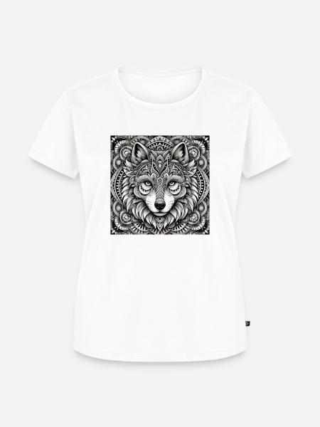 Wolf voll - Frauen Premium Bio T-Shirt - Weiß