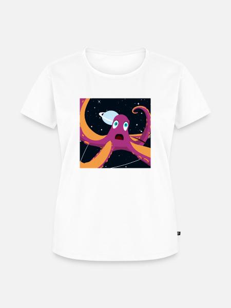 Octopus im Weltall - Frauen Premium Bio T-Shirt - Weiß