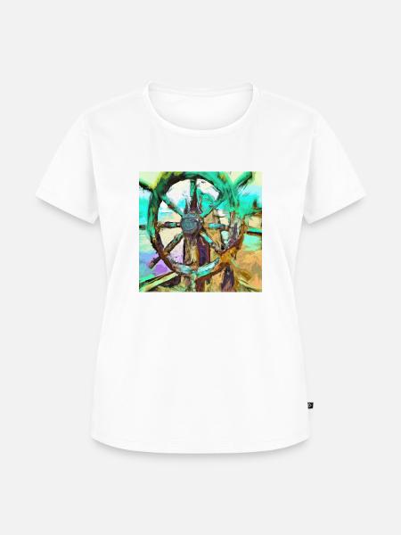 Steuerrad - Frauen Premium Bio T-Shirt - Weiß