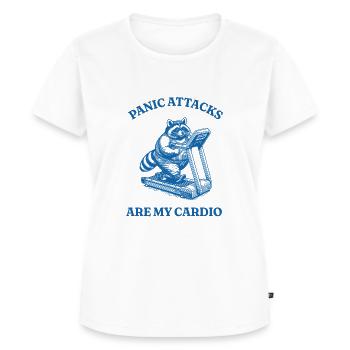 Chubby raccoon on a treadmill | panic attacks - Women's Premium Organic T-shirt - white - Front - AI Model Female 172 dark (172cm)
