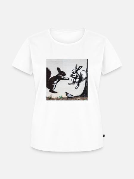 Hase vs Hörnchen 02 - Frauen Premium Bio T-Shirt - Weiß