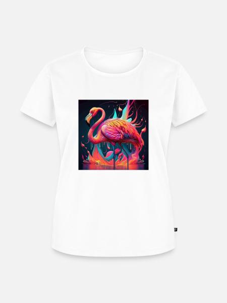 Farbiger Flamingo, einzigartiges Design - Frauen Premium Bio T-Shirt - Weiß