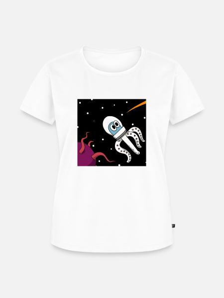 Tintenfisch im All - Frauen Premium Bio T-Shirt - Weiß