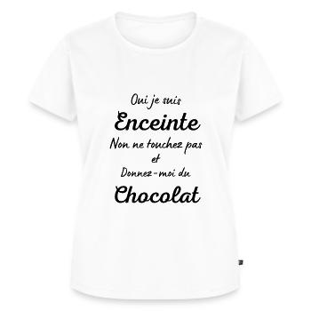 Je suis enceinte, touchez pas, donnez du chocolat - T-shirt Premium bio Femme - blanc - Devant - AI Model Female 172 dark (172cm)