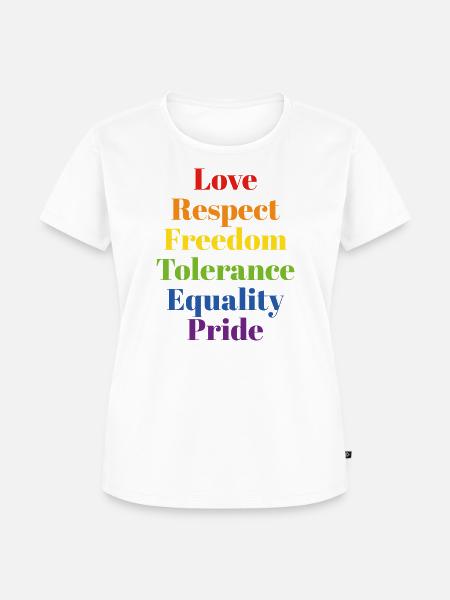 Rainbow Pride Kernwerte - Frauen Premium Bio T-Shirt - Weiß