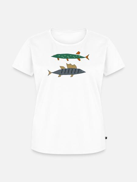 Hecht Zander Angeln Lustig - Frauen Premium Bio T-Shirt - Weiß