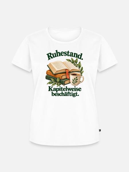 Ruhestand: Kapitelweise beschäftigt | Illustration - Frauen Premium Bio T-Shirt - Weiß