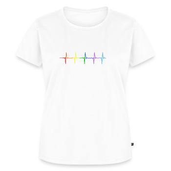 Regenbogen Puls Gay Pride LGBT - Frauen Premium Bio T-Shirt - Weiß - Vorne - AI Model Female 172 dark (172cm)