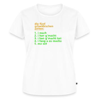 Die fünf schwäbischen Zeiten - Frauen Premium Bio T-Shirt - Weiß - Vorne - AI Model Female 172 dark (172cm)