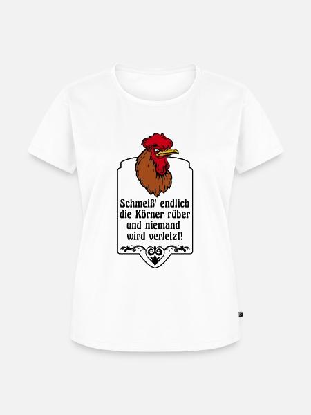 Niemand wird verletzt - grimmiger Hahn - Frauen Premium Bio T-Shirt - Weiß