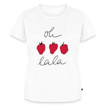 Erdbeere Oh lala freche Früchtchen - Frauen Premium Bio T-Shirt - Weiß - Vorne - AI Model Female 172 dark (172cm)