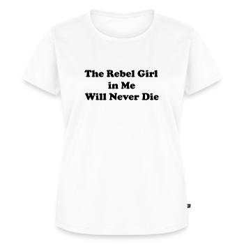 Das rebellische Mädchen in mir wird niemals sterben - Frauen Premium Bio T-Shirt - Weiß - Vorne - AI Model Female 172 dark (172cm)
