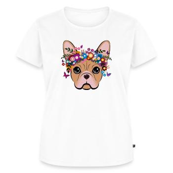 Flower Power French Bulldog - Premium økologisk T-shirt til kvinder - hvid - Foran - AI Model Female 172 dark (172cm)