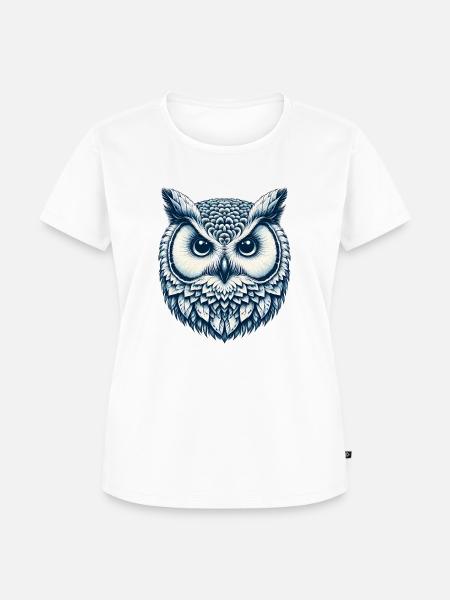 Eulenkopf (dunkelblau) - Frauen Premium Bio T-Shirt - Weiß