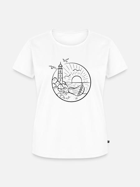 Boot und Leuchtturm - Frauen Premium Bio T-Shirt - Weiß