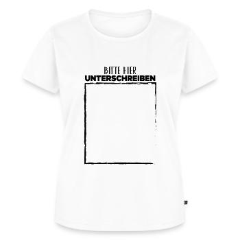 Bitte hier unterschreiben / Autogramm - Frauen Premium Bio T-Shirt - Weiß - Vorne - AI Model Female 172 dark (172cm)