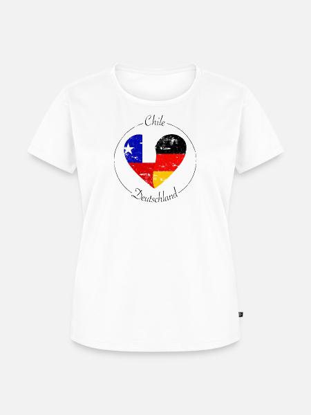 Flaggenherz Deutschland Chile Flagge - Frauen Premium Bio T-Shirt - Weiß