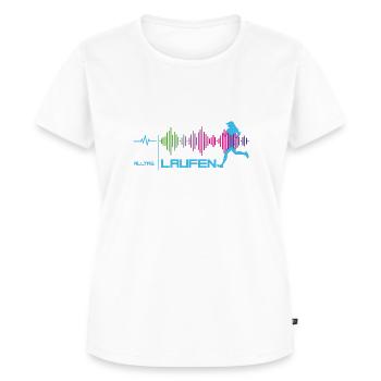 Läuferin - Alltags-Puls - good vibes (blau) - Frauen Premium Bio T-Shirt - Weiß - Vorne - AI Model Female 172 dark (172cm)