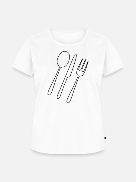 Besteck Gabel Löffel - Frauen Premium Bio T-Shirt - Weiß