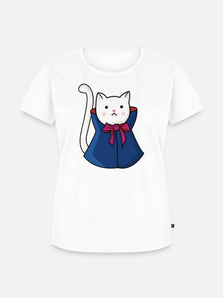 Süße Vampir Katze Dracula - Frauen Premium Bio T-Shirt - Weiß