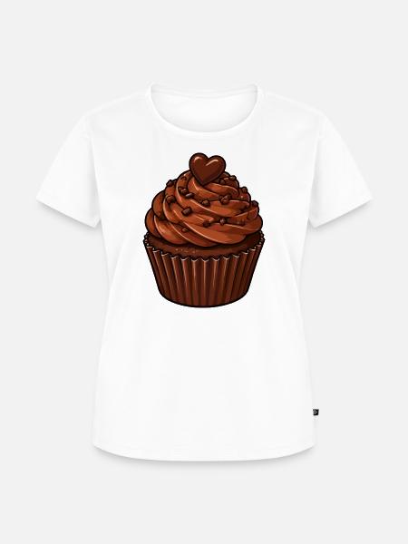 Schoko Cupcake Herzmotiv - Frauen Premium Bio T-Shirt - Weiß