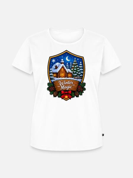 Winterzauberwald Chalet Schild - Frauen Premium Bio T-Shirt - Weiß