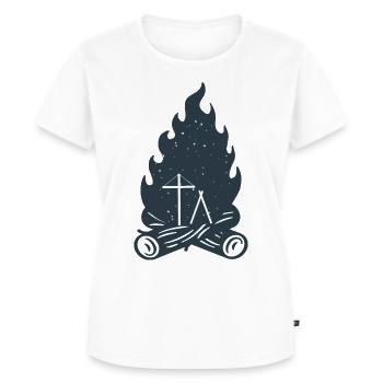 Lagerfeuer Zeltlager Sternenhimmel - Frauen Premium Bio T-Shirt - Weiß - Vorne - AI Model Female 172 dark (172cm)