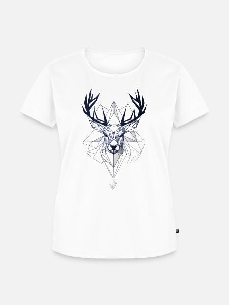 Geo Hirsch - Frauen Premium Bio T-Shirt - Weiß