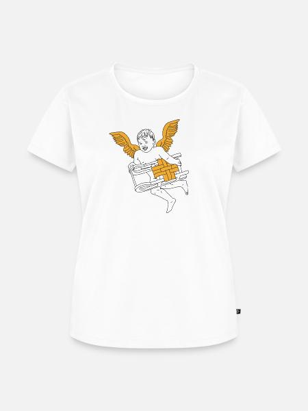 Engerl mit Schlitten Weihnachten - Frauen Premium Bio T-Shirt - Weiß