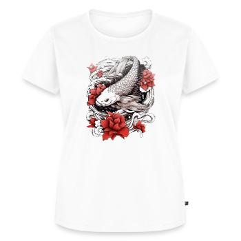 Koi-kala kukilla | Japanilainen muotoilu - Premium luomulaatuinen naisten t-paita - valkoinen - Edestä - AI Model Female 172 dark (172cm)