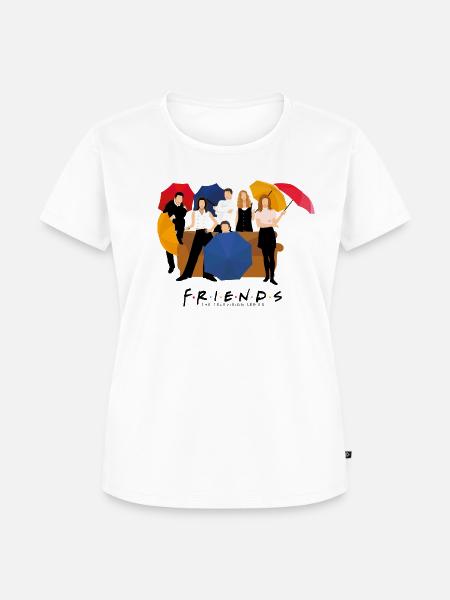 Friends Regenschirme Pose - Frauen Premium Bio T-Shirt - Weiß