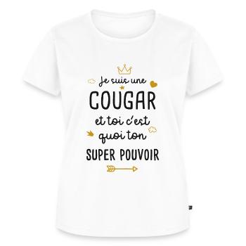 Cougar / / Sexe / Phrase Drôle Cadeau - T-shirt Premium bio Femme - blanc - Devant - AI Model Female 172 dark (172cm)