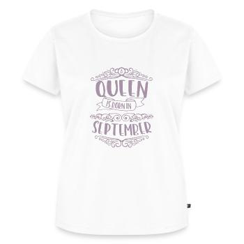 Une reine est née en septembre - T-shirt Premium bio Femme - blanc - Devant - AI Model Female 172 dark (172cm)