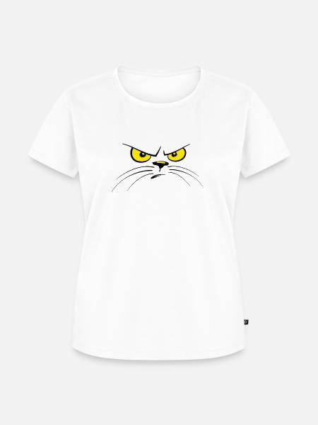 Katze Katzen Katzengesicht böse - Frauen Premium Bio T-Shirt - Weiß