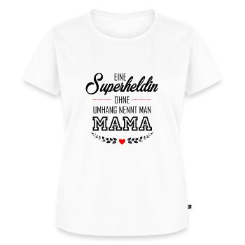 SUPERHELDIN MAMA - Frauen Premium Bio T-Shirt - Weiß - Vorne - AI Model Female 172 dark (172cm)