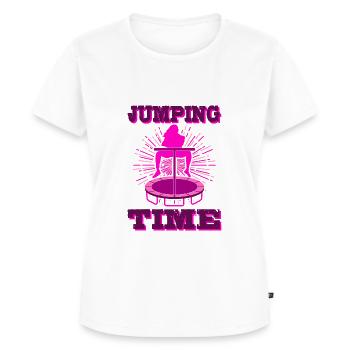 Trampolin - Frauen Premium Bio T-Shirt - Weiß - Vorne - AI Model Female 172 dark (172cm)