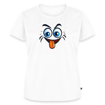 visage content, heureux, cartoon - T-shirt Premium bio Femme - blanc - Devant - AI Model Female 172 dark (172cm)