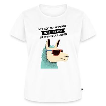 Wer Nicht Mit Mir Auskommt - Lama Alpaka Spruch - Frauen Premium Bio T-Shirt - Weiß - Vorne - AI Model Female 172 dark (172cm)