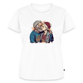 Cool couple kissing with cap and beard - Women's Premium Organic T-shirt - white - Front - AI Model Female 172 dark (172cm)