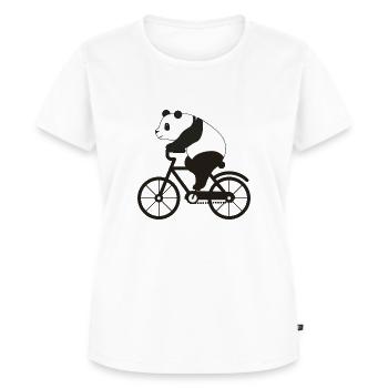 Witziger Panda Bär auf dem Fahrrad Bike - Frauen Premium Bio T-Shirt - Weiß - Vorne - AI Model Female 172 dark (172cm)