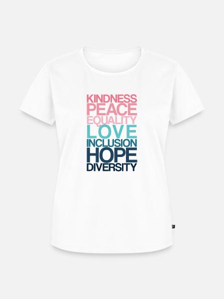 Kindness Peace Equality LOVE - Frauen Premium Bio T-Shirt - Weiß