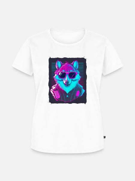 Wolf trägt Sonnenbrille - Frauen Premium Bio T-Shirt - Weiß
