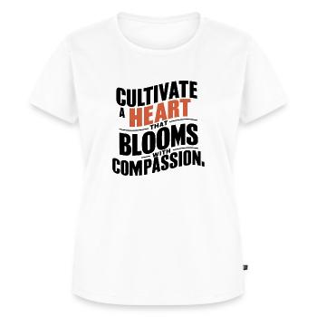 Cultivate Heart Blooms Compassion T-Shirt Print - Women's Premium Organic T-shirt - white - Front - AI Model Female 172 dark (172cm)