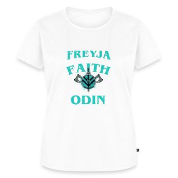 Ein Kind von Freyja - Nordischer Wikingerkrieger Nordisch - Frauen Premium Bio T-Shirt - Weiß - Vorne - AI Model Female 172 dark (172cm)
