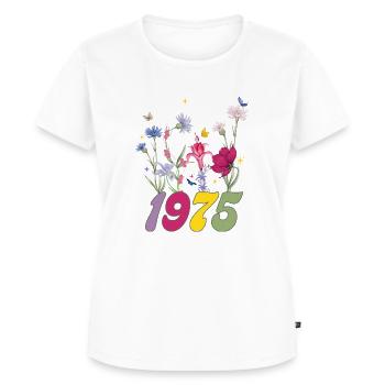 Geburtsjahr 1975 Wildblumen - Frauen Premium Bio T-Shirt - Weiß - Vorne - AI Model Female 172 dark (172cm)