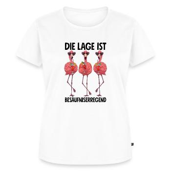 Die Lage Ist Besäufniserregend mit Flamingos - Frauen Premium Bio T-Shirt - Weiß - Vorne - AI Model Female 172 dark (172cm)