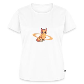 Katze im Weltraum Caturn - Frauen Premium Bio T-Shirt - Weiß - Vorne - AI Model Female 172 dark (172cm)