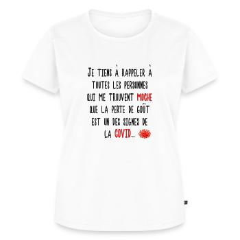 la covid et la perte de goût, humour, cadeau - T-shirt Premium bio Femme - blanc - Devant - AI Model Female 172 dark (172cm)