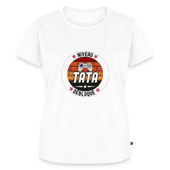 niveau tata débloqué - humour - T-shirt Premium bio Femme - blanc - Devant - AI Model Female 172 dark (172cm)